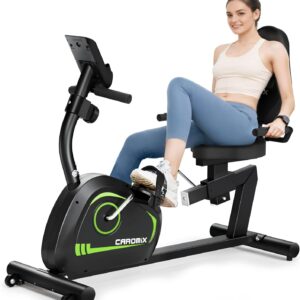 Caromix Recumbent Exercise Bike for Adults Seniors, Stationary Bike for Home with Comfortable Seat and Heart Rate Handle, Magnetic Resistance Indoor Cycling Bike with 300LBS for Cardio Workout