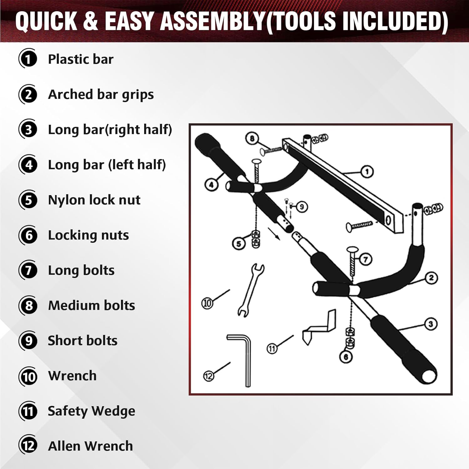 Pull Up Bar for Doorway, Upgrade Chin up Bar for Doorway Without Screws, Portable Strength Training Door Frame Pull-up Bars, Door Workout Bar with Foam Grips for Home - Image 7