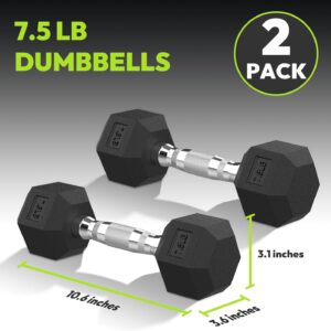 Hex Dumbbell Set, 2.5-65 lb Rubber Encased Exercise & Fitness Dumbbells, Weights Dumbbells Set of 2, Hand Weight for Strength Training