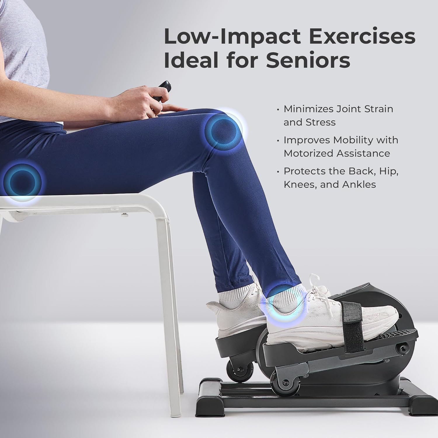 Sunny Health & Fitness Smart Mini Elliptical Trainer, Indoor Under-Desk Pedal Exerciser for Mobility & Cardio Workout, Free SunnyFit App Connection, Optional Motorized w/Remote Control - Image 4