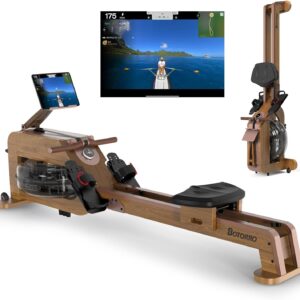 Water Rowing Machines for Home, Rower Machine with 12 Propellers & 28L Large Water Tank, 6-Level Resistance, with Multifunctional Display and Adjustable Stand, Max Load 330LBS