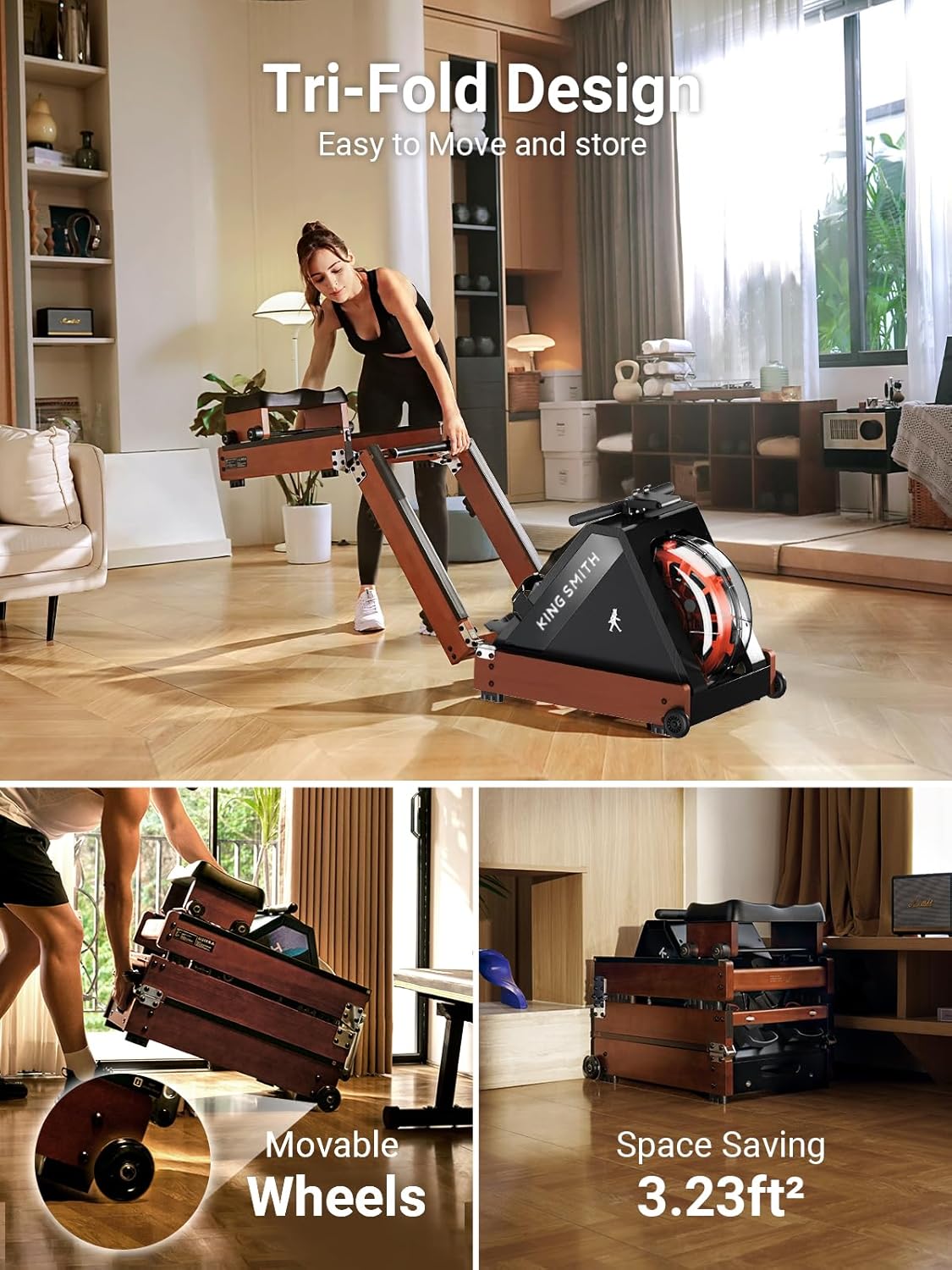 Water Rowing Machines for Home, WR20 Foldable Row Machine, 331LB Weight Capacity, Water Rower Machine with LCD Monitor, App Supported and Comfortable Seat for Folding Water Rowers - Image 8