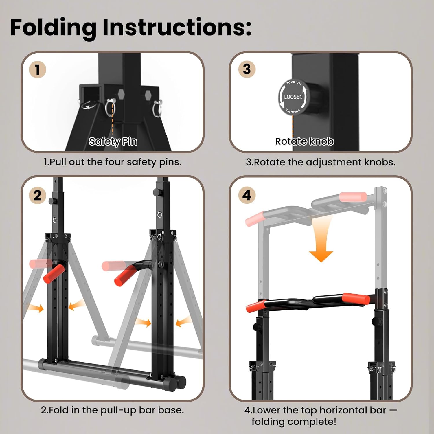 Power Tower Pull Up Dip Station Foldable, Pull Up Bar Station Adjustable, Multi-Function Home Gym, Strength Training Fitness Equipment, Triangular Design, for Home Outdoor - Image 7