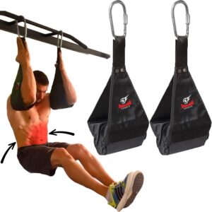 Premium Ab Slings Straps – Rip-Resistant Heavy Duty Pair for Pull Up Bar Hanging Leg Raiser Fitness – Ab Exercise Equipment, Superb Arm Padding for Abdominal Training Workout Equipment