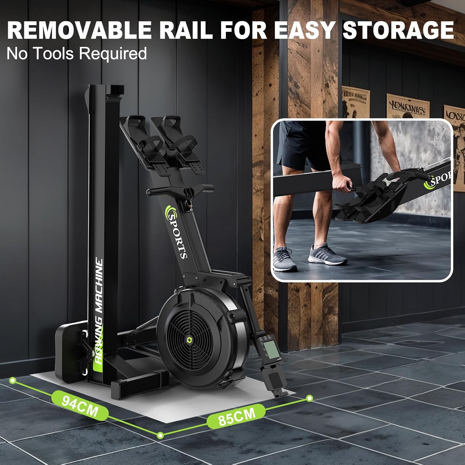 Rowing Machines for Home: 10 Level Air Resistance Professional Rowing Machine with Bluetooth Backlit Display, Tablet Holder, APP Compatible, Easy Storage - Image 8