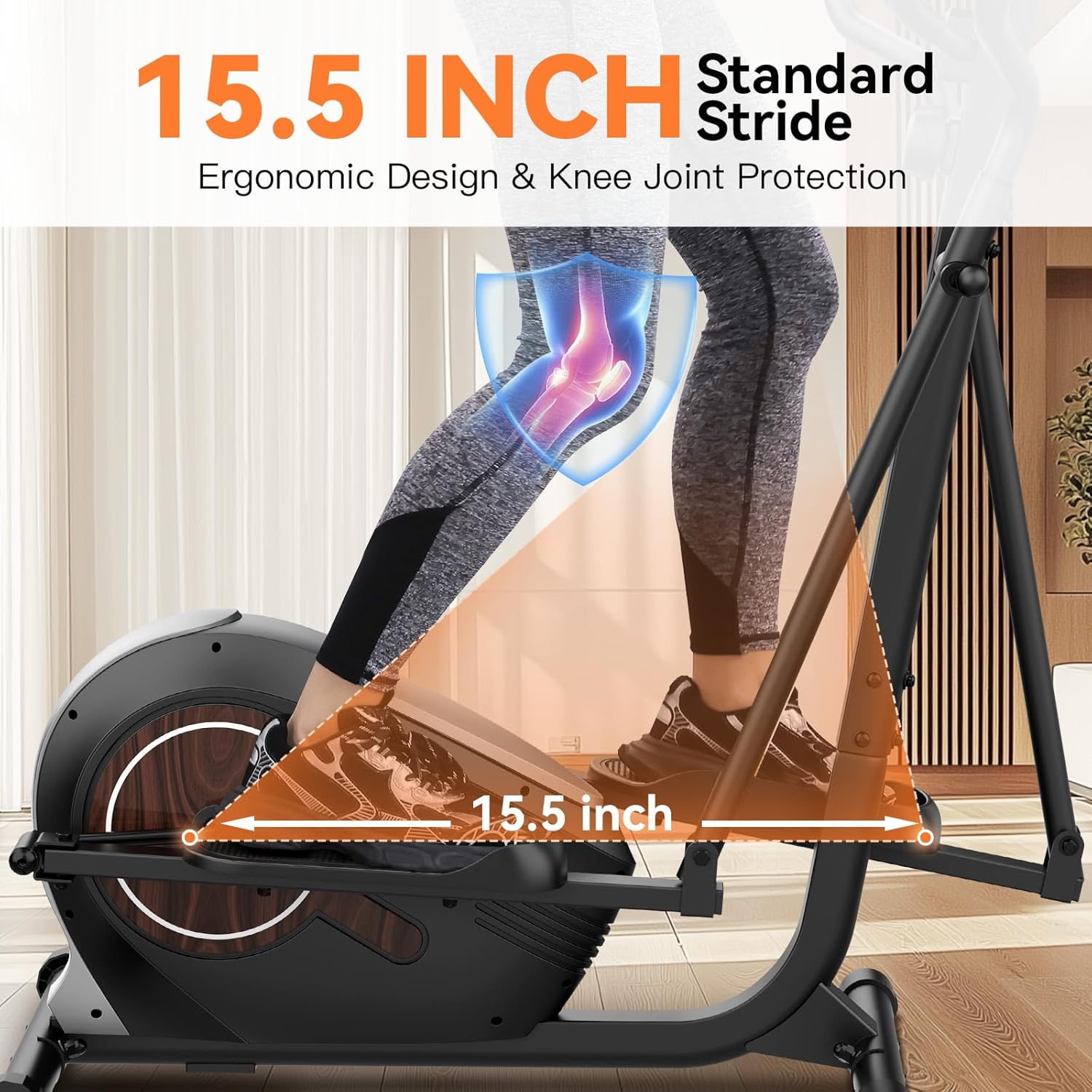 ANCHEER Elliptical Machine, Elliptical Exercise Machine with Quiet Magnetic Drive,14 Resistance Levels, Pulse Rate Monitor, LCD Monitor, 15.5IN Stride, Elliptical Trainer for Home - Image 4