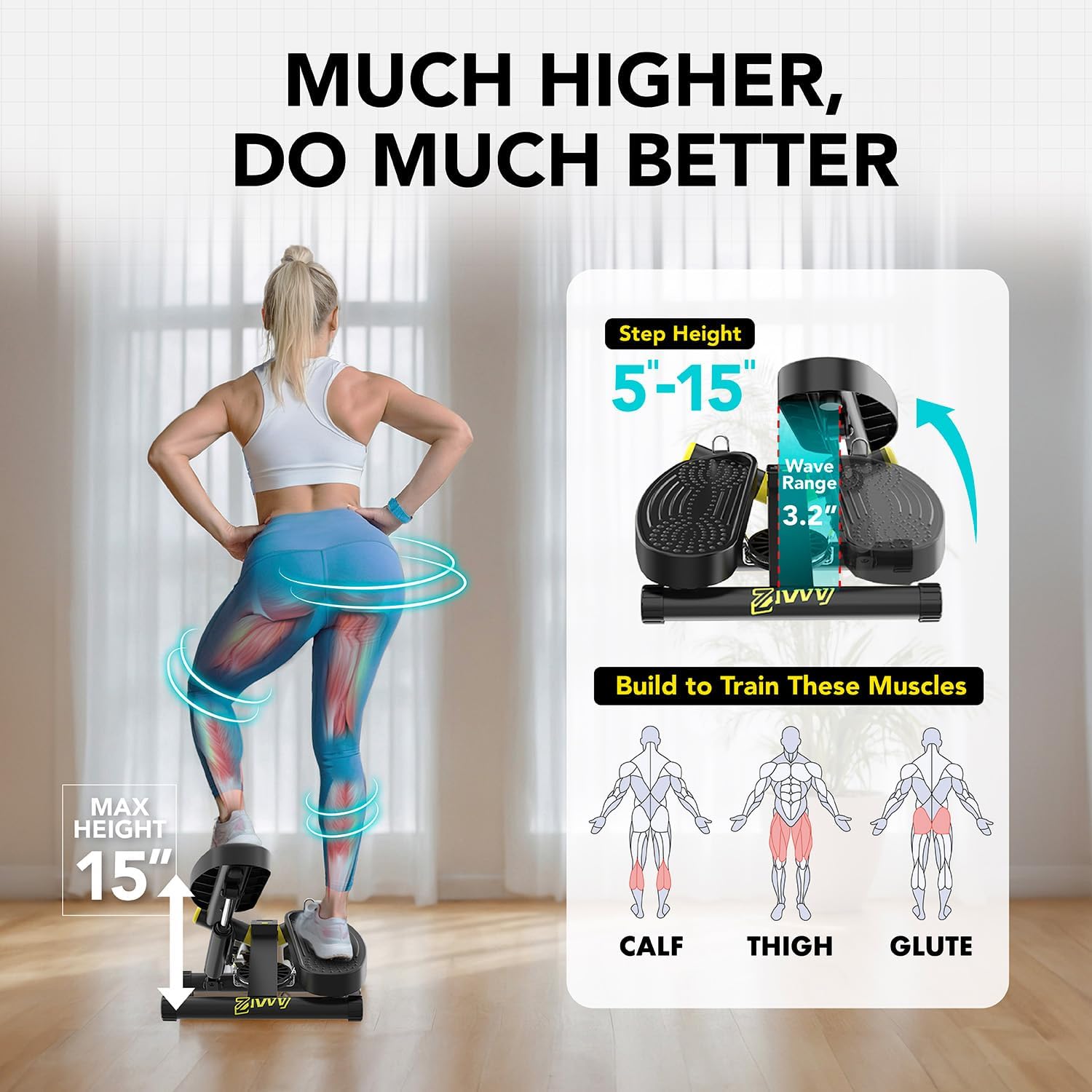 ZIWWVY- Mini Twist Stepper, Stepper Machine with 330LBS Weight Capacity, Mini Stepper for Full Body Workout, Adjustable Step Height, Smooth and Quiet, Step Machine for Men Women - Image 6