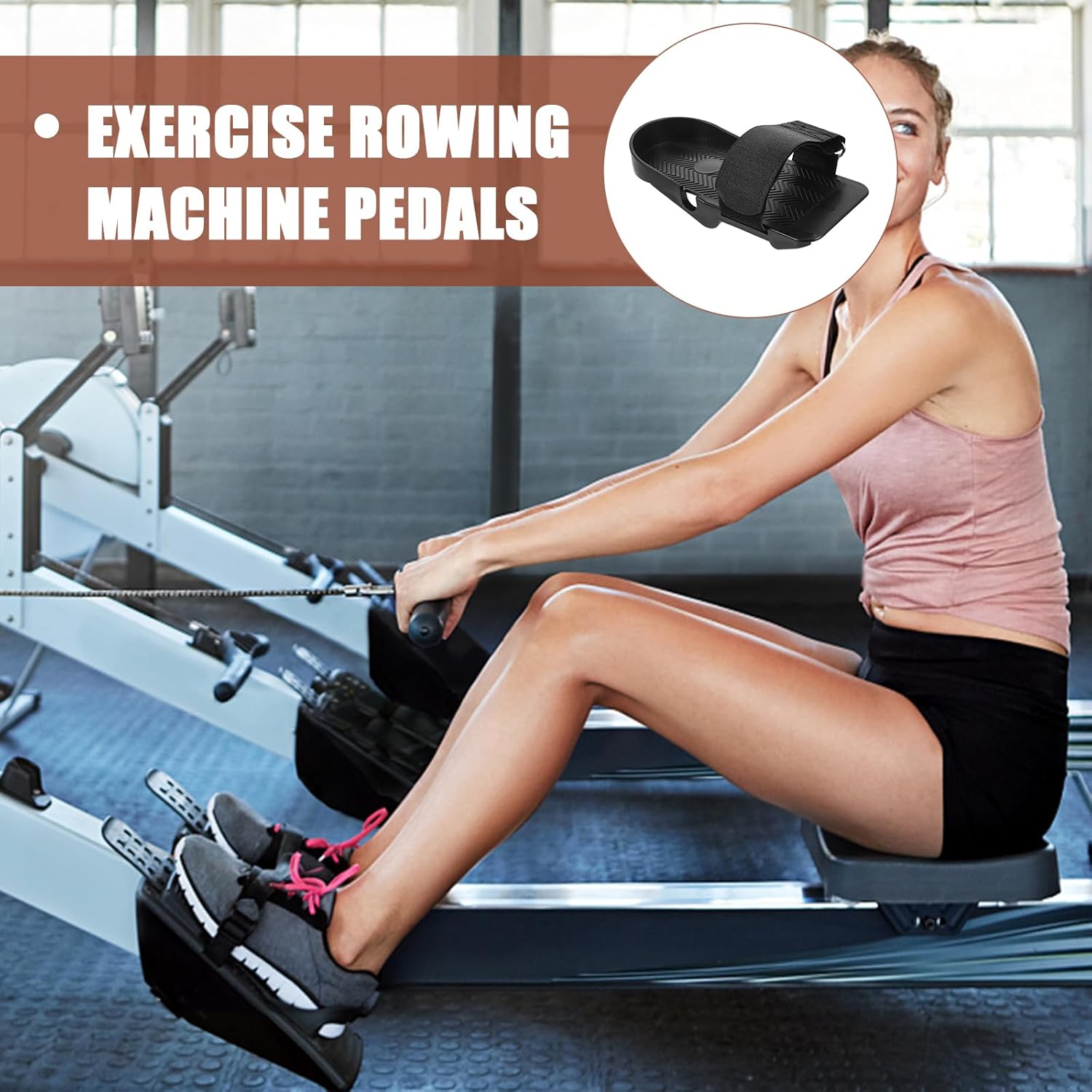 1 Pair Foot Pedal Fitness Equipment Sunny Health Machine Spare Parts Rowing Machine Foot Pedal Strap Rowing Pad Rower Replacement - Image 8