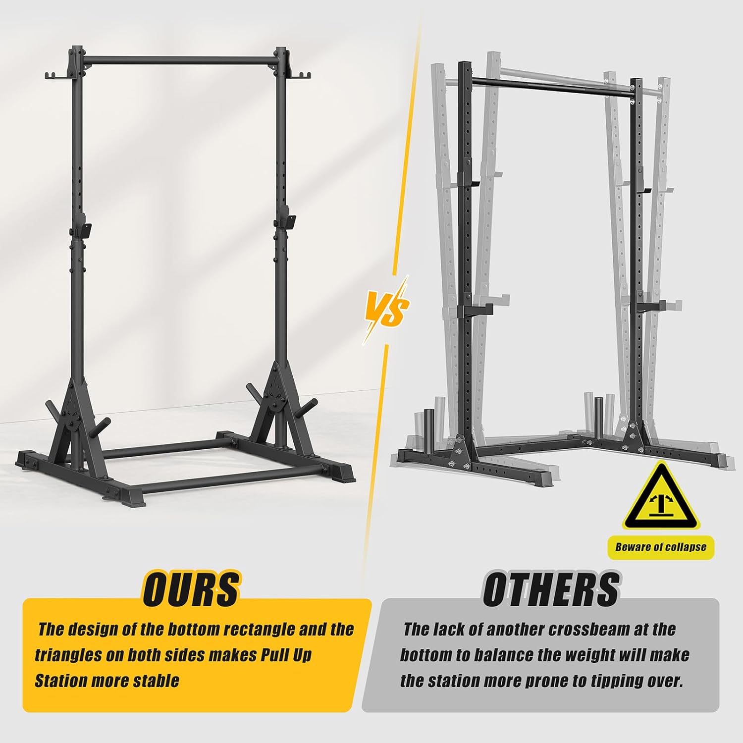Pull Up Station, Strength Training Workout Pull Up Bar Free Standing, Adjustable Heavy Duty Pullup Bar Station, 600LBS Weight Capacity - Image 6