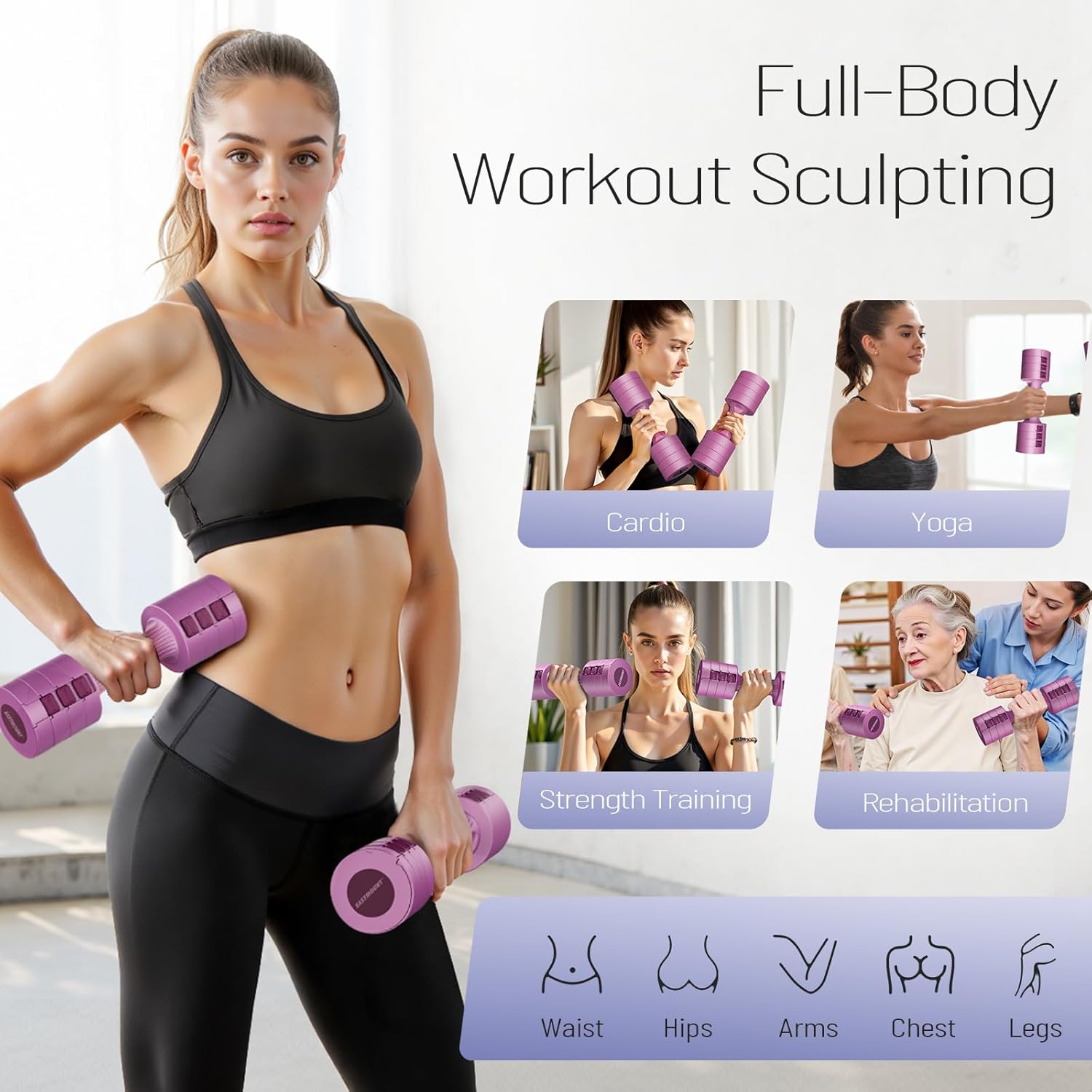 EAST MOUNT Adjustable Dumbbells 5 lb Dumbbells Set of 2 / Pair 10 lb Total Free Weights 6 in 1 Women Hand Weights for Home,Office,Gym Exercise Training 2lb 3lb 4lb 5lb Fast Adjust - Image 7