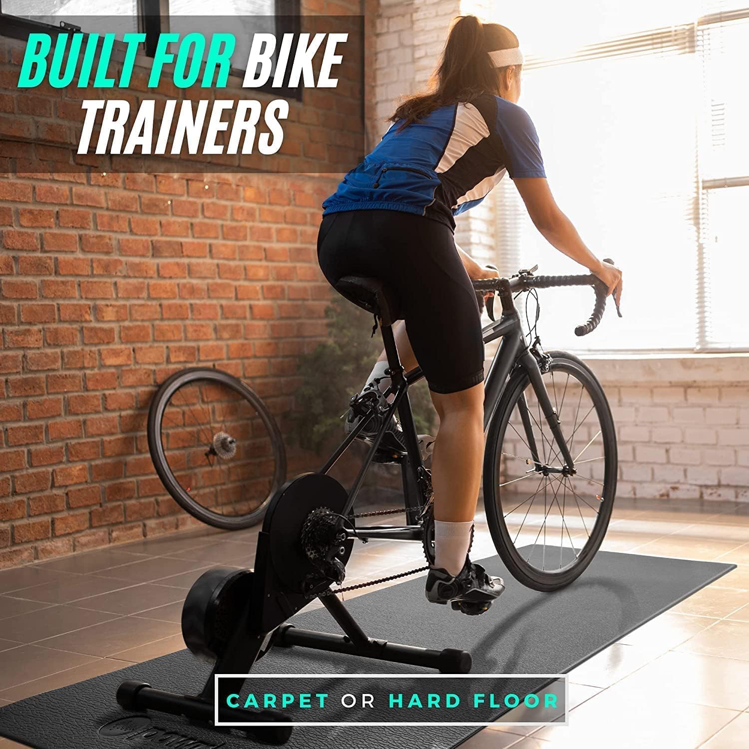 Powr Labs Bike Mat Compatible with Peloton, Treadmill, Exercise Equipment, Elliptical, Walking Pad, Indoor Bike Trainers, Home Gym Workout - Protects Hardwood Floors and Carpet - Image 3