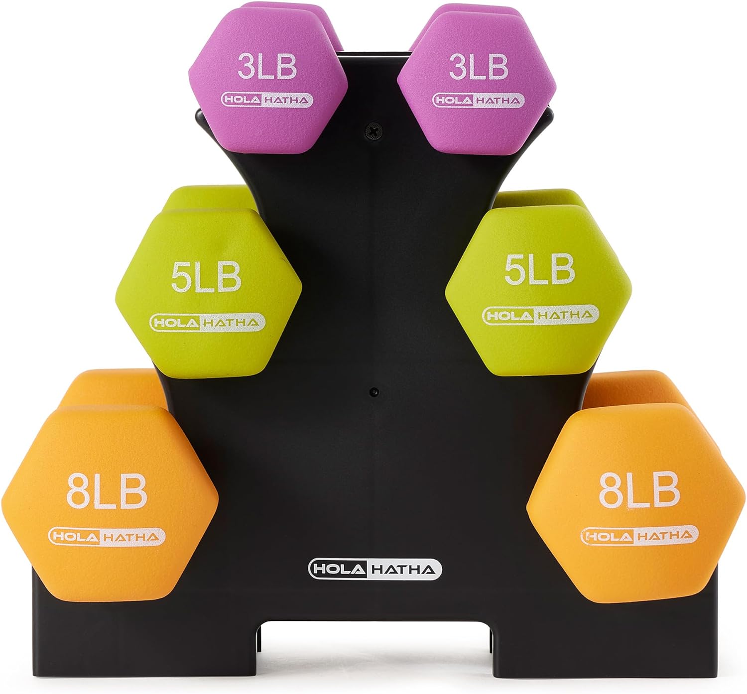 HolaHatha Neoprene Dumbbell Free Hand Weight Set with Rack, Ideal for Home Exercises to Gain Tone and Definition - Image 6