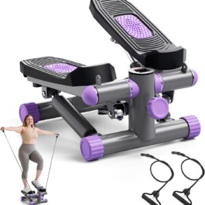 Steppers for Exercise at Home, Mini Stepper with Resistance Bands Portable Stair Stepper for Buttocks Lifting and Body Shaping