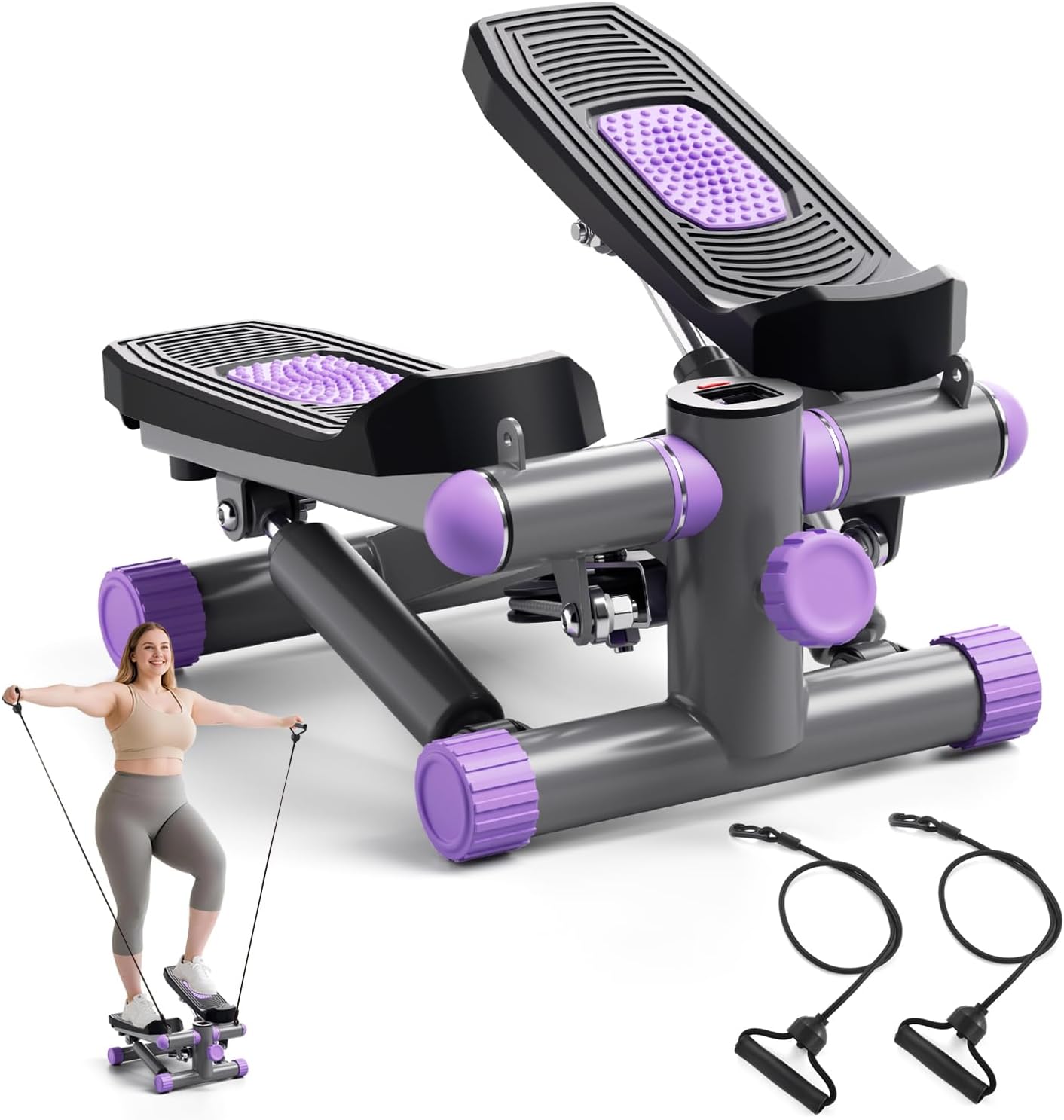 Steppers for Exercise at Home, Mini Stepper with Resistance Bands Portable Stair Stepper for Buttocks Lifting and Body Shaping