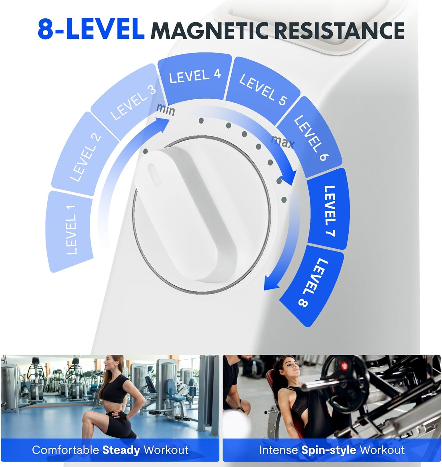 FLEXISPOT Exercise Bike with 2D Desktop, Space Saving Under Desk Bike with Removable Desk, Stationary Bikes Indoor Bikes with 300LBS Heavy Duty 8-Level Resistance Flywheel Optional LCD, V9PRO/V9MAX - Image 4