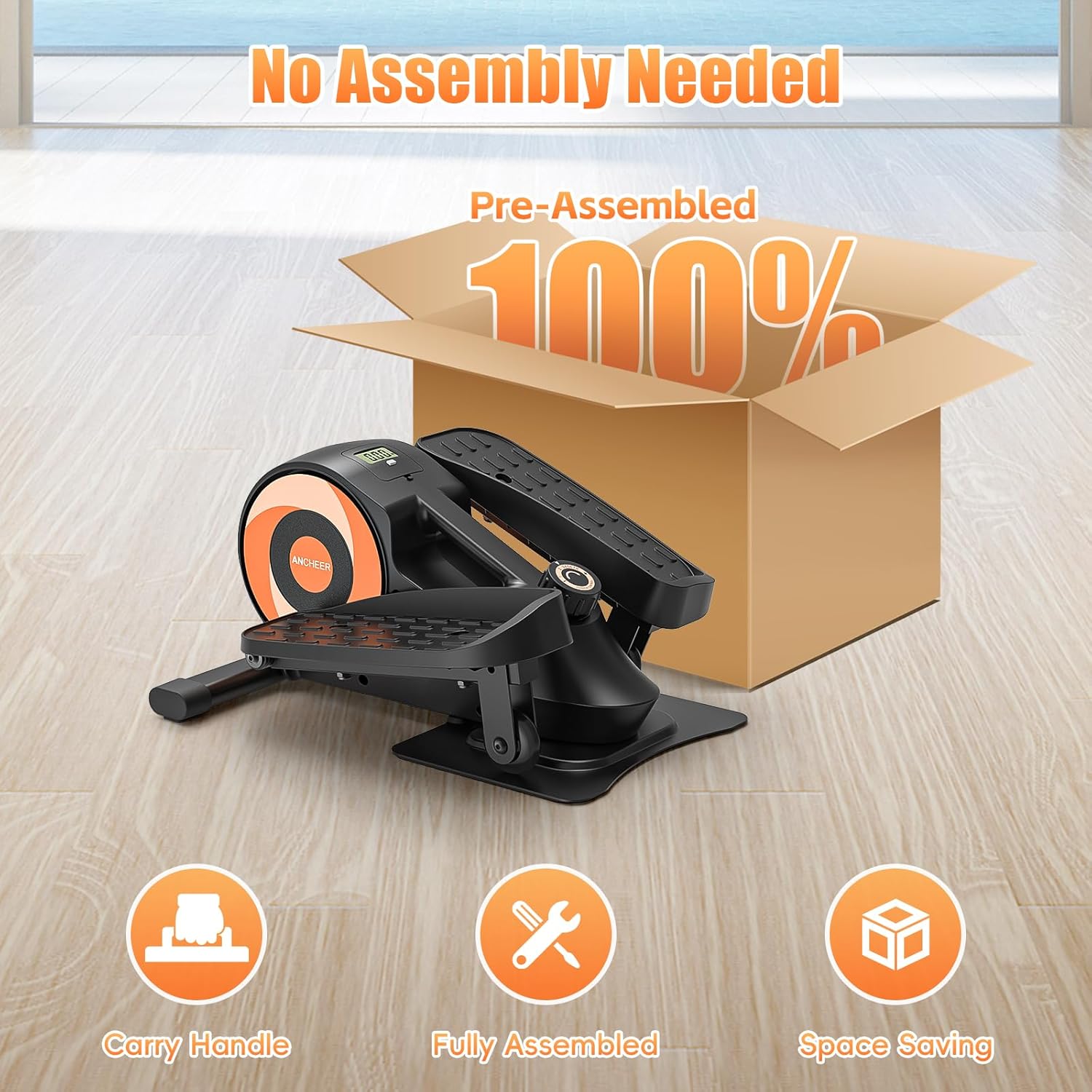 ANCHEER Under Desk Elliptical, Under Desk Bike Pedal Exerciser, Fully Assembled Leg Exerciser 2 in 1 Seated Standing Elliptical, Ultra-Quiet Mini Elliptical Machines for Home Office Use - Image 5