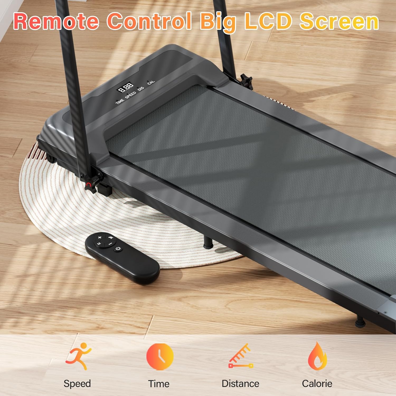 Treadmill, Walking Pad, Treadmills for Home Foldable with Handle Bar, 6.2 MPH Running Treadmill with Remote Control and LED Display, Running Machine for Home Office Use (300lbs Capacity) - Image 2