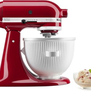 KitchenAid Shave Ice Attachment, KSMSIA, White, 4 Molds and KitchenAid Ice Cream Maker Attachment Stand Mixer, 2 Quart, White