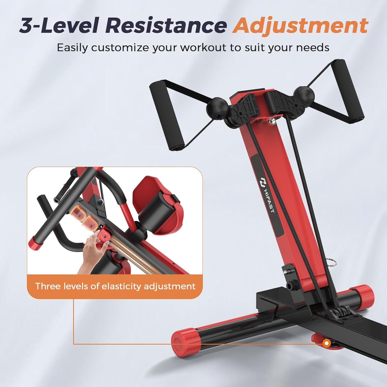 Rowing Machine, 4 in 1 Rowing and Ab Machine with 2 Levels of Workout Resistance, Quiet & Foldable Rower Machine with 3 Adjustable Handle Heights & LCD Monitor, Row Machine for Home Exercise - Image 6