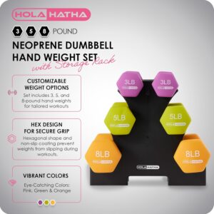HolaHatha Neoprene Dumbbell Free Hand Weight Set with Rack, Ideal for Home Exercises to Gain Tone and Definition