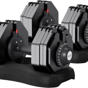 Ativafit 27.5/66/88LBS Pair Adjustable Dumbbell Set with Anti-slip Handle 12 In 1 Quick Dial Adjustment Weights With Safety Locking Button Space Saving Strength Training for Full Body Home Gym Workout