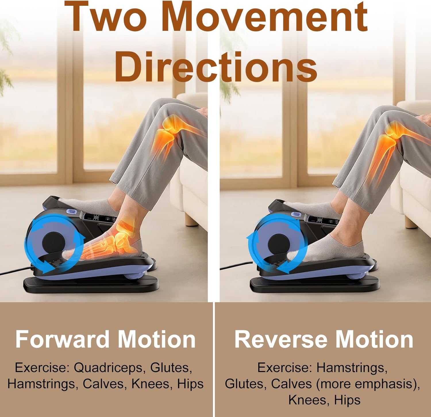 VIVURN® 028 Under Desk Elliptical 5 Modes 12 Speeds Electric Leg Exerciser As Seen on TV While Sitting for Seniors, Low Impact Passive Seated Pedal Exerciser Quiet & Smooth for Home and Office - Image 4