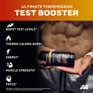 MuscleTech Thermogenic Testosterone Booster for Men, AlphaTest Thermo – T-Boost Mens Supplement with Tribulus Terrestris – Male Gym Workout Supplements for Muscle Growth, Stamina & Energy – 90 Pills