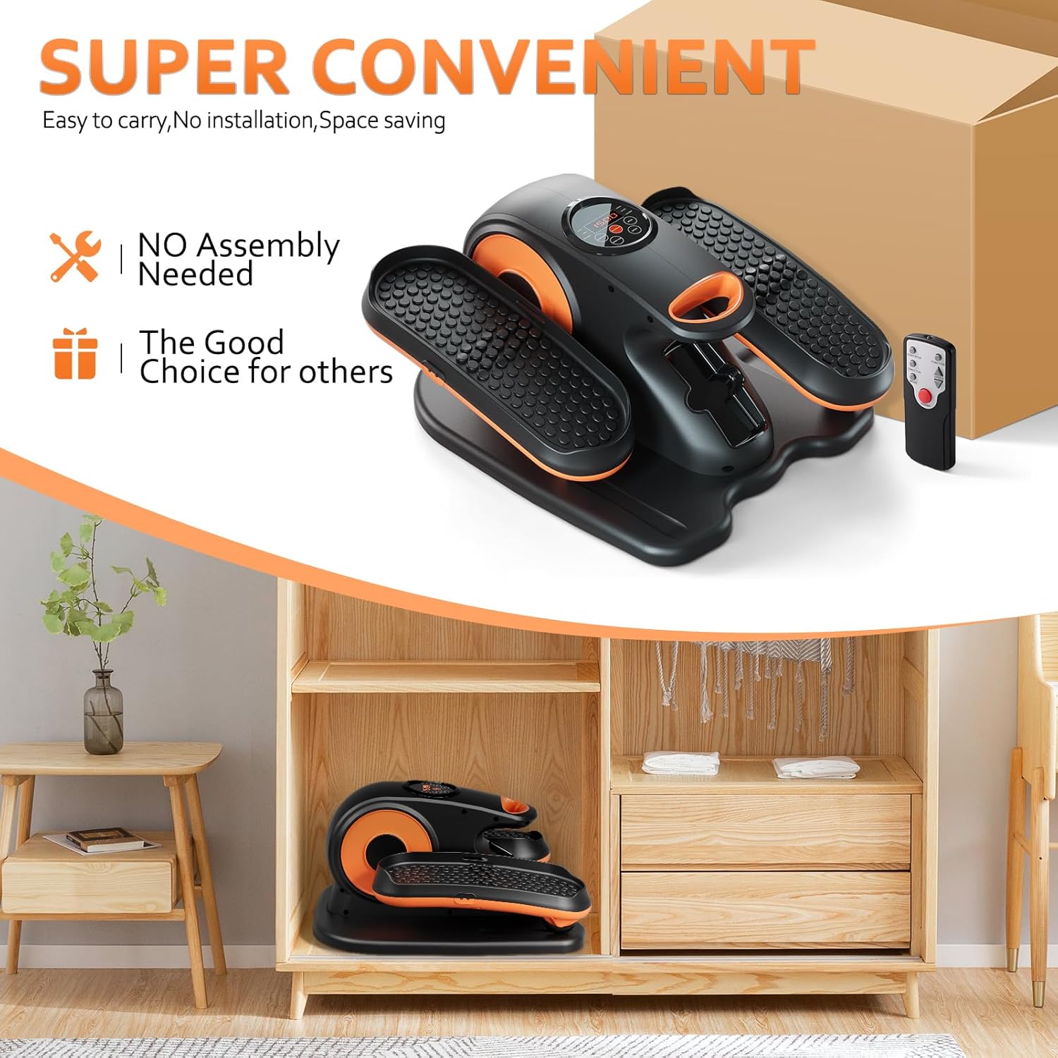 Under Desk Elliptical Machine, Ellipse Exerciser as Seen on TV for Seniors with Remote Control & 12 Adjustable Speeds, Elliptical Machine for Home - Image 7