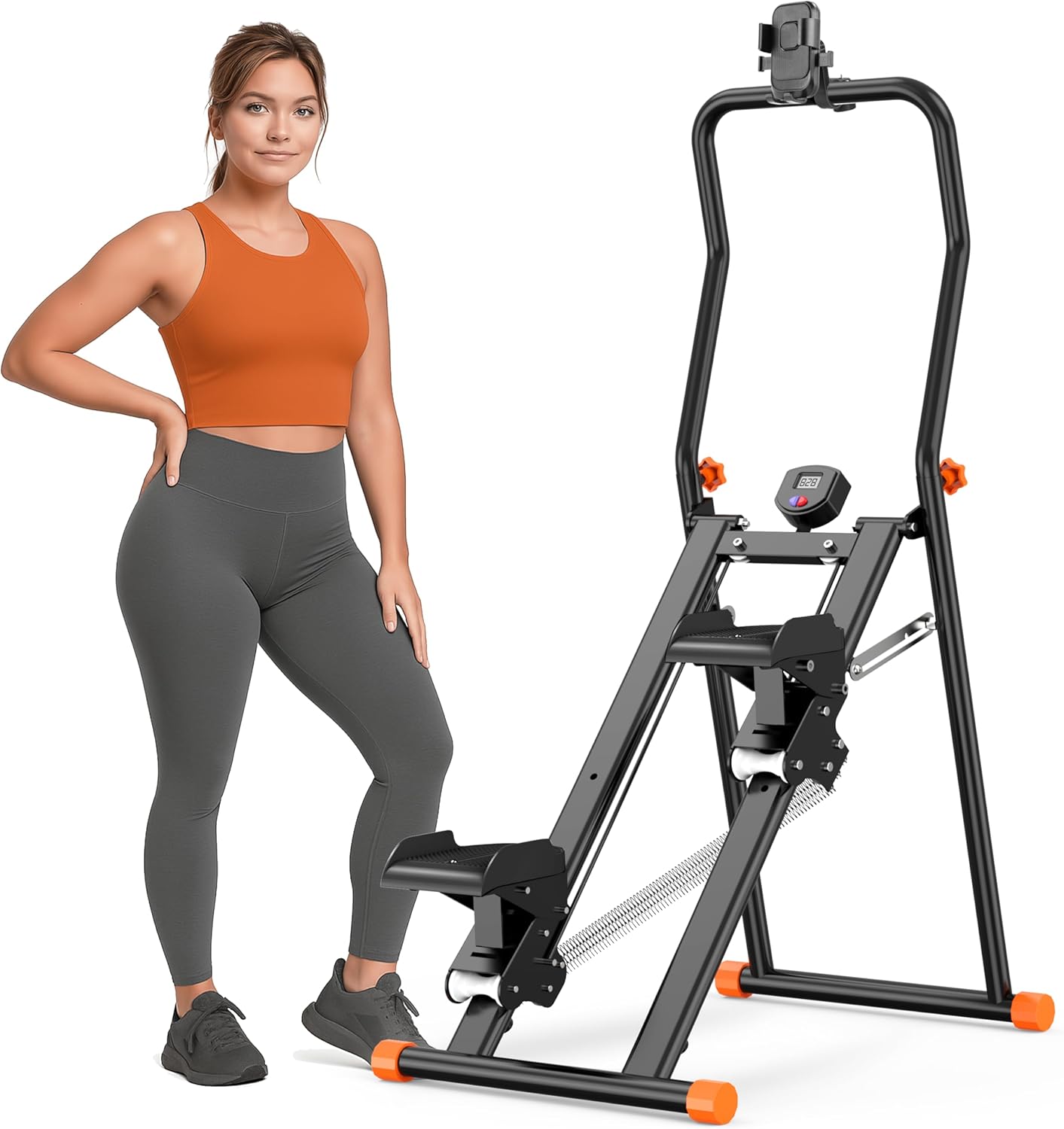EPHESPORT 2.0 Stair Stepper for Home Gym, 3-Level Adjustable Resistance Vertical Climber Machine, Full-Body Cardio Workout Equipment with Adjustable Handlebar & Pedals, 90% Pre-Assembled Stair Climber
