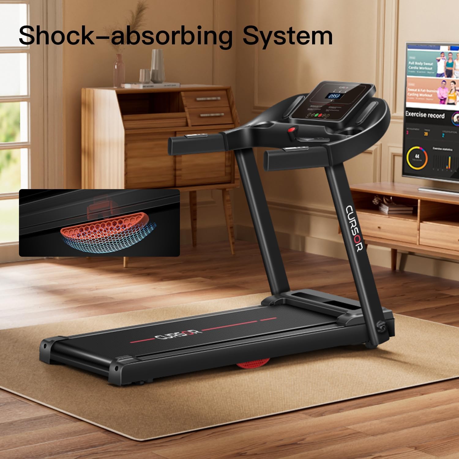 CURSOR FITNESS Home Folding Treadmill with Pulse Sensor, 2.5 HP Quiet Brushless, 7.5 MPH, 265 LBS Capacity - Image 3