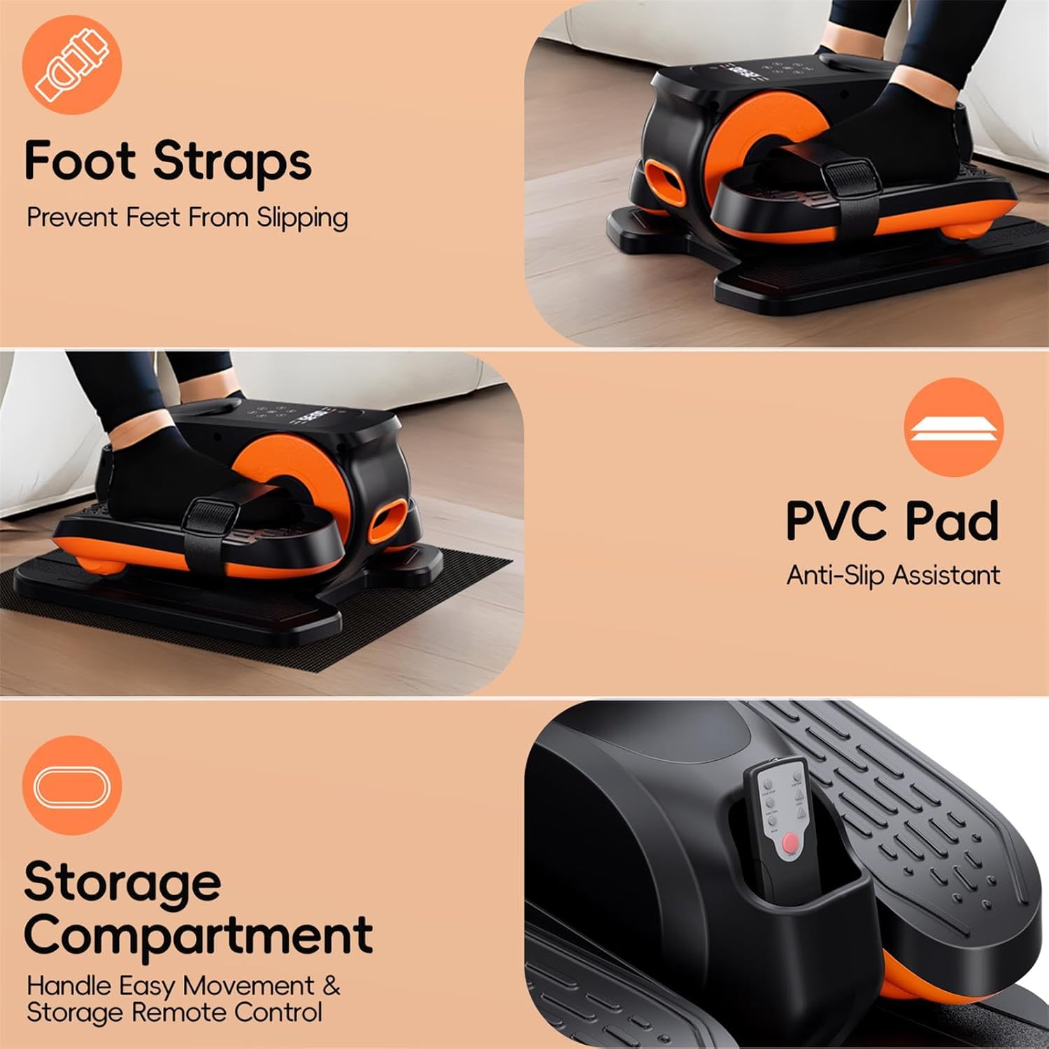 Under Desk Elliptical Machine, Morelax Ellipse Leg Exerciser for Seniors Fully Assembled, Quiet & Portable Electric Seated Pedal Exerciser with Remote Control & 12 Adjustable Speeds - Image 4