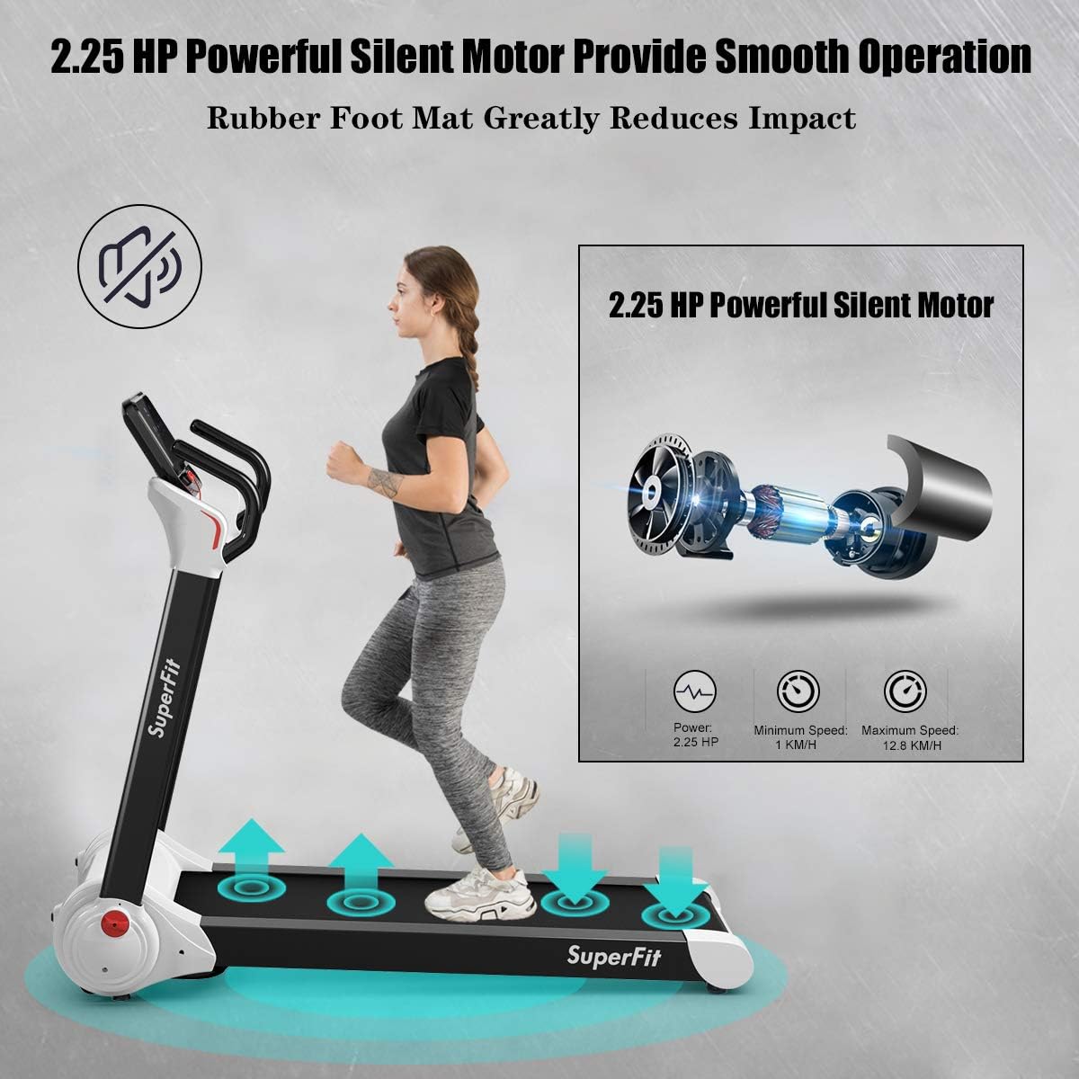 GYMAX Folding Treadmill, Smart APP Control Running Machine, LED Monitor & Adjustable Device Holder, Portable Treadmill for Home Gym Small Apartment - Image 8