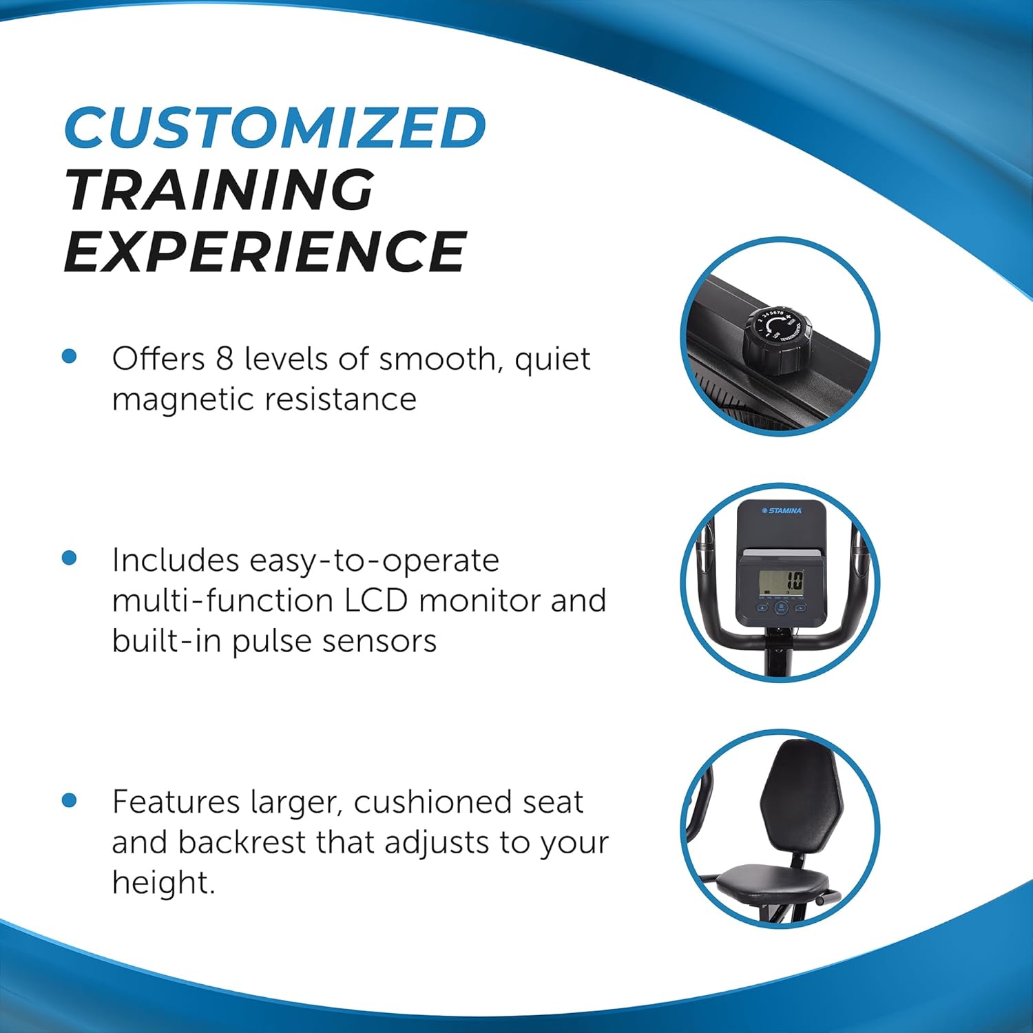 Stamina Recumbent Exercise Bike for Home 346 w/Smart Workout App - Stationary Bike for Adults, Seniors w/Large, Adjustable, Comfortable Seat & Walk-Thru Design - Image 6