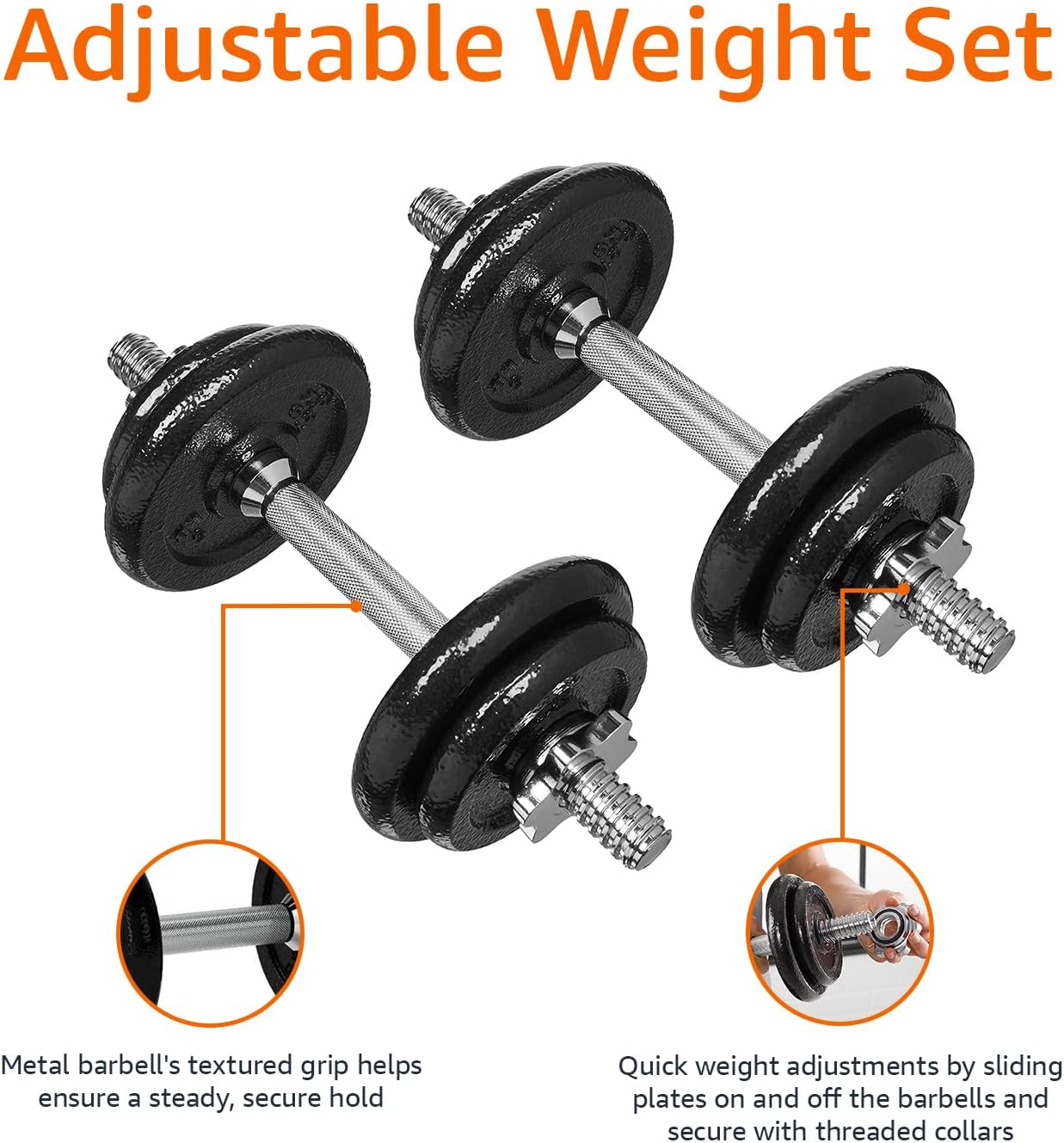 Amazon Basics Adjustable Dumbbell Hand Weight Set, 38 pound, Black - Image 4