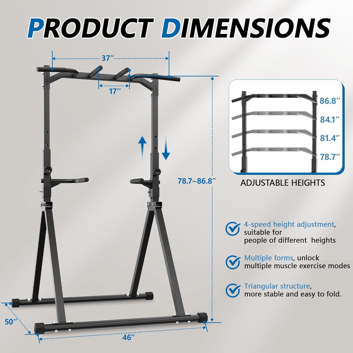Pull Up Station Pull Up Bar for Home Gym Equipment Dip Station Power Tower Strength Training Fitness Equipment - Image 2