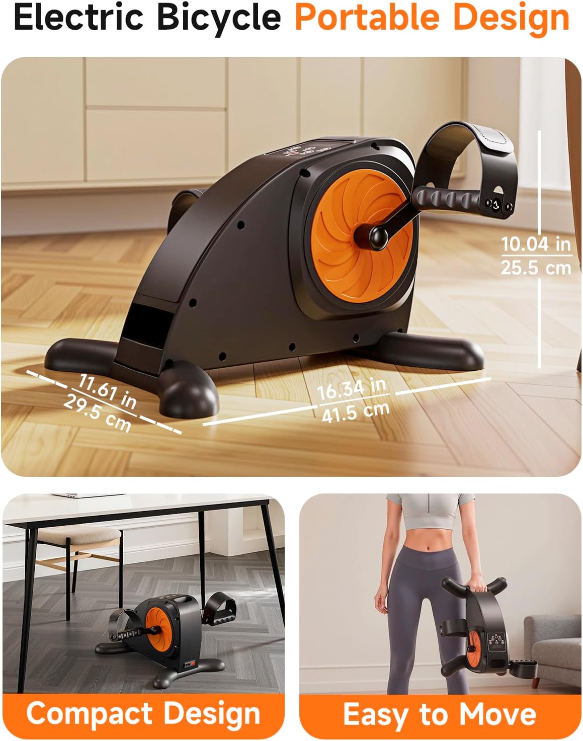 Mini Exercise Bike, Portable Under Desk Cycle Bike with 12 Adjustable Speeds for Arm/Leg Exercisers, Low-Impact Cardio Cycling Equipment, Remote Control & LCD Display Inner Thigh Exerciser - Image 9