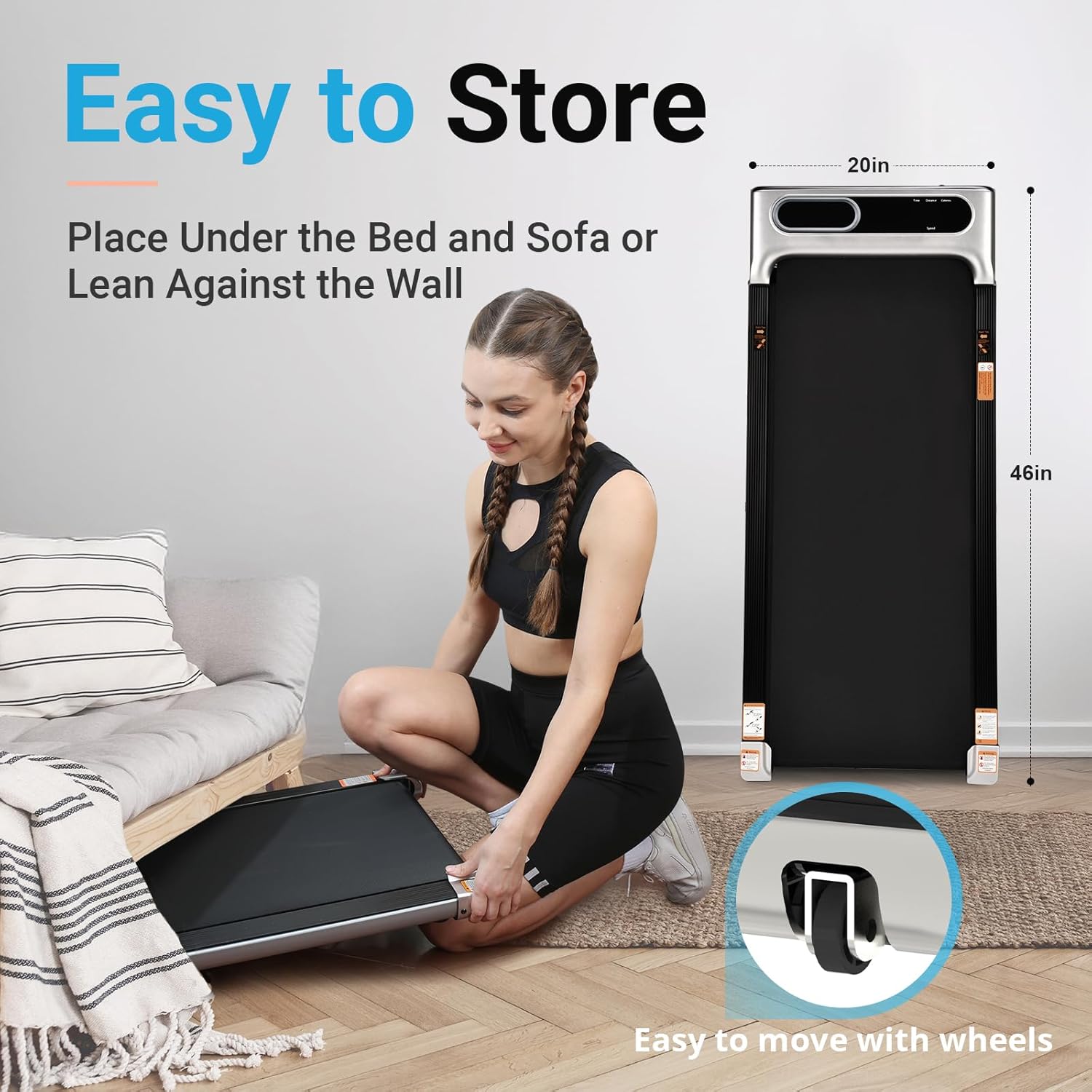 Walking Pad Treadmill, 2 in 1 Under Desk Treadmill, 2.5 HP Portable Walking Pad with Remote Control and LED Display, Walking Jogging Machine with 265 lbs Capacity - Image 3
