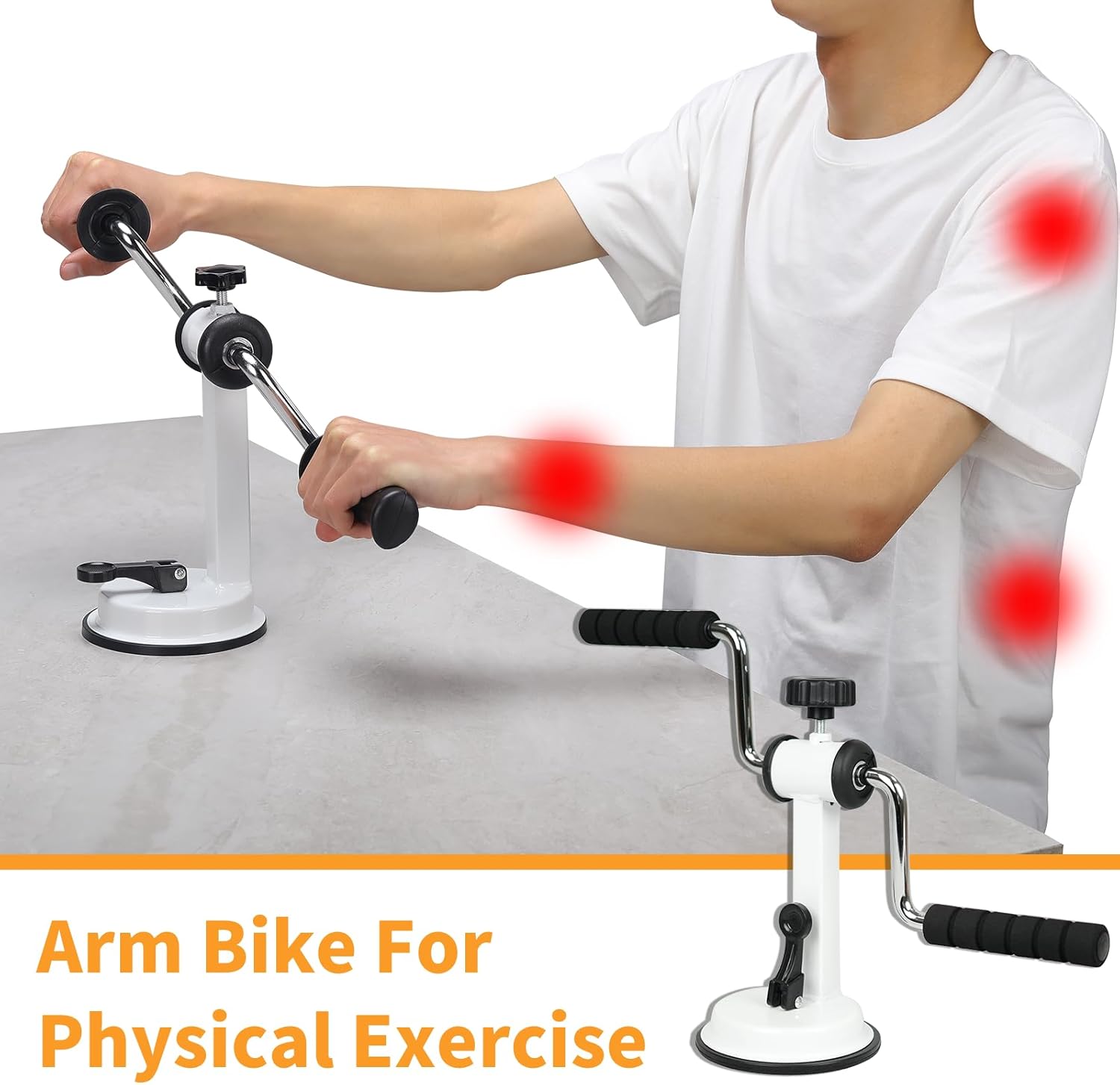 Arm Bike for Physical Exercise, Home Fitness Equipment for Seniors, Compact Arm Exerciser with Strong Suction & Adjustable Resistance for Dormitory and Renting House - Image 5