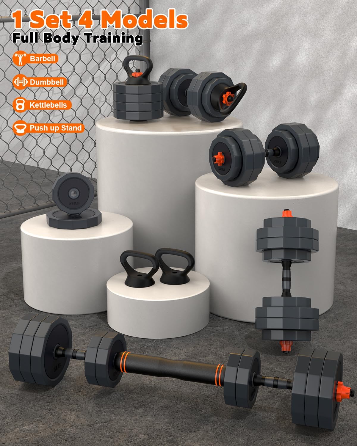 Adjustable Dumbbells Set, 45/65/85 lbs Free Weight Set with Connector, 4 in1 Dumbbells Set for Home Gym Workout - Image 2