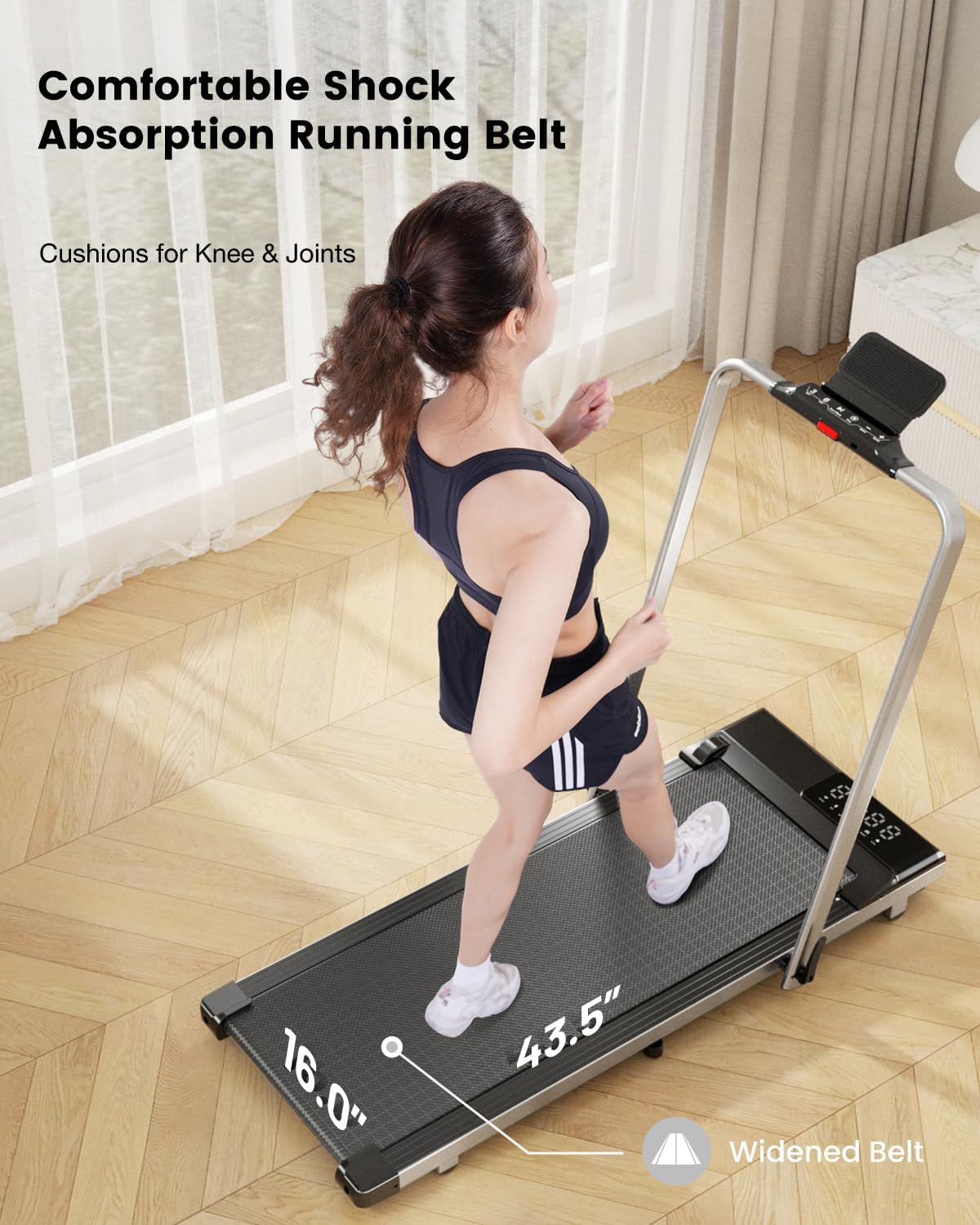 DeerRun 3 in 1 Walking Pad Treadmill, 300 Weight Capacity Foldable Treadmill, 3.0HP Low Noise Under Desk Treadmills for Home Office with Remote & APP - Image 4
