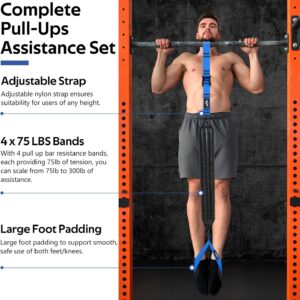 Pull Up Assistance Bands Set, Heavy Duty Adjustable Pull Up Assist Band with Feet Rest, Strength Training Bands for Home Gym Fitness, Pull-Up Bar, Calisthenics and Body Stretching