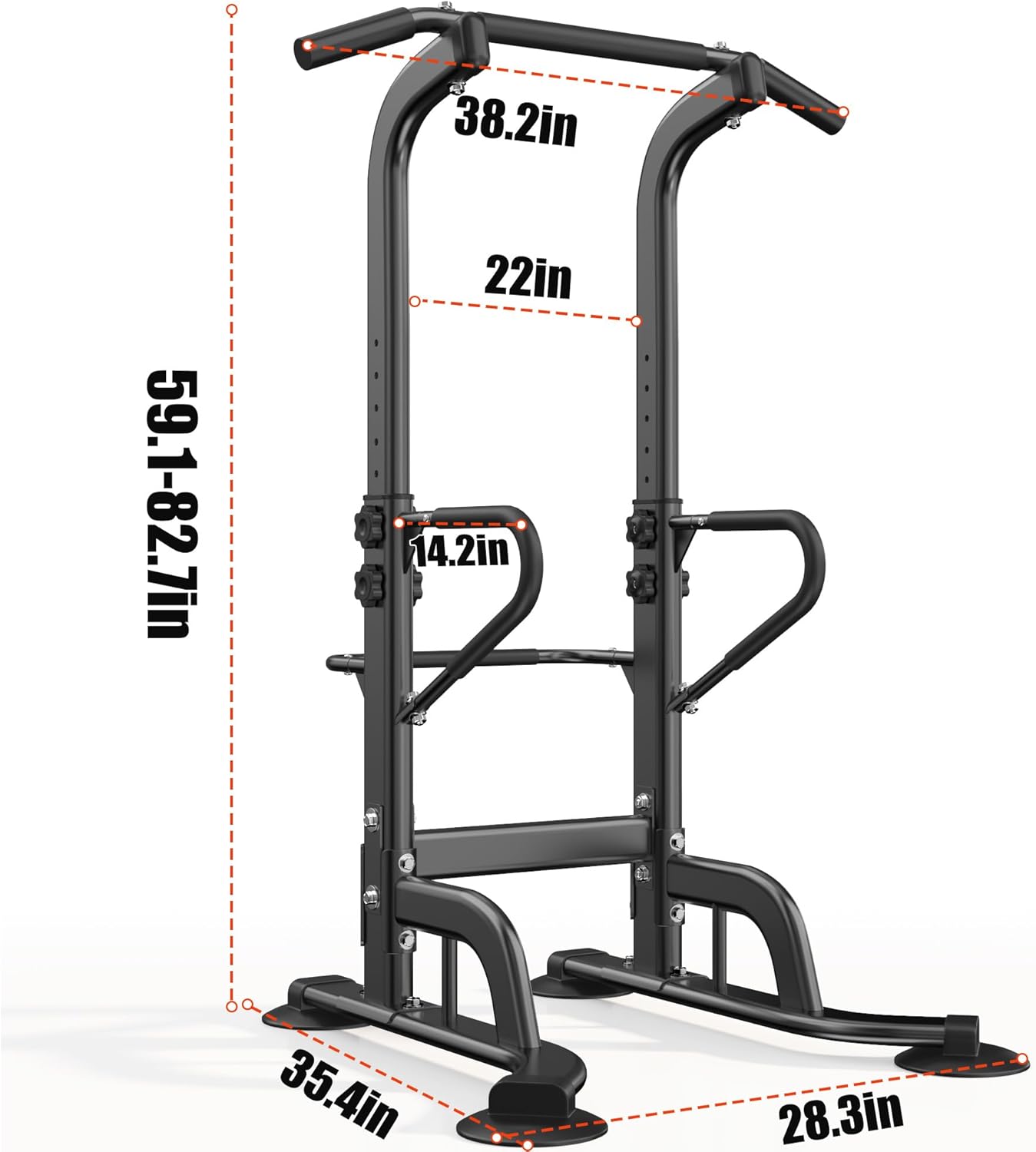 SogesHome Power Tower 11 Height Adjustable Pull Up Bar and Dip Station Multi-Function Strength Training Fitness Equipment for Home Office Gym - Image 5