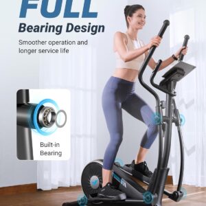 MERACH Elliptical Exercise Machine for Home Use, Elliptical Machine with Hyper-Quiet Magnetic Drive System, 16-Level Resistance Adjustment, 15.5IN Stride, 350LBS Loading Capacity, MERACH App