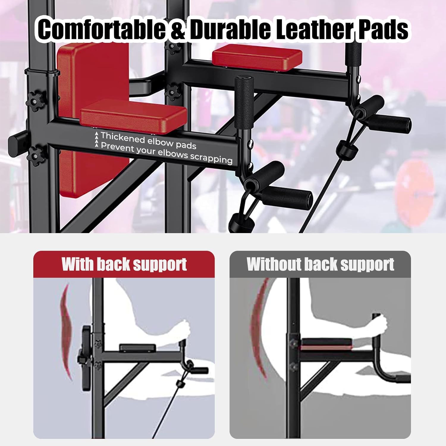 Power Tower Pull Up Bar for Home Gym, Multi Functional Pull Up Bar Stand Dip Bar Station, Adjustable Height Workout Dip Station Strength Training Fitness Equipment - Image 4