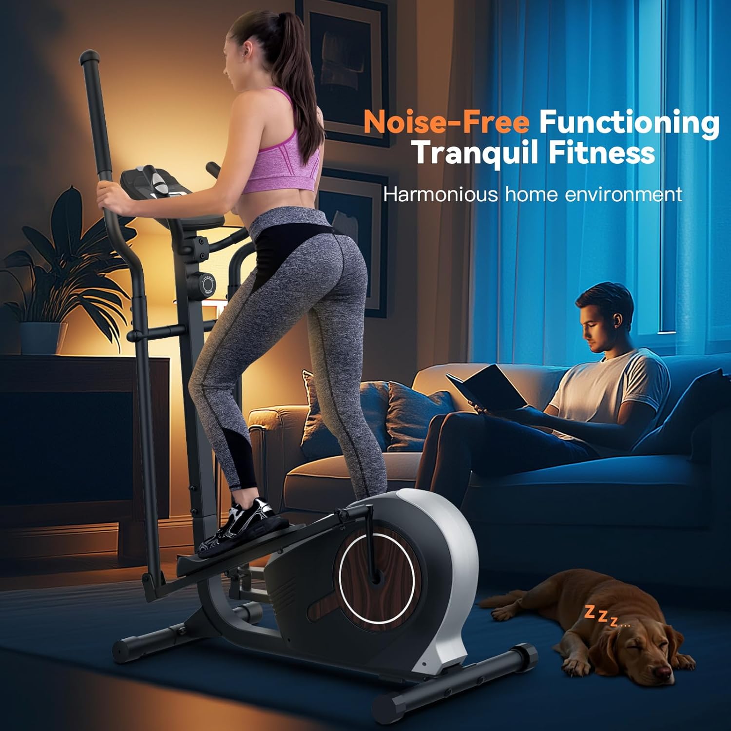 ANCHEER Elliptical Machine, Elliptical Exercise Machine with Quiet Magnetic Drive,14 Resistance Levels, Pulse Rate Monitor, LCD Monitor, 15.5IN Stride, Elliptical Trainer for Home - Image 2