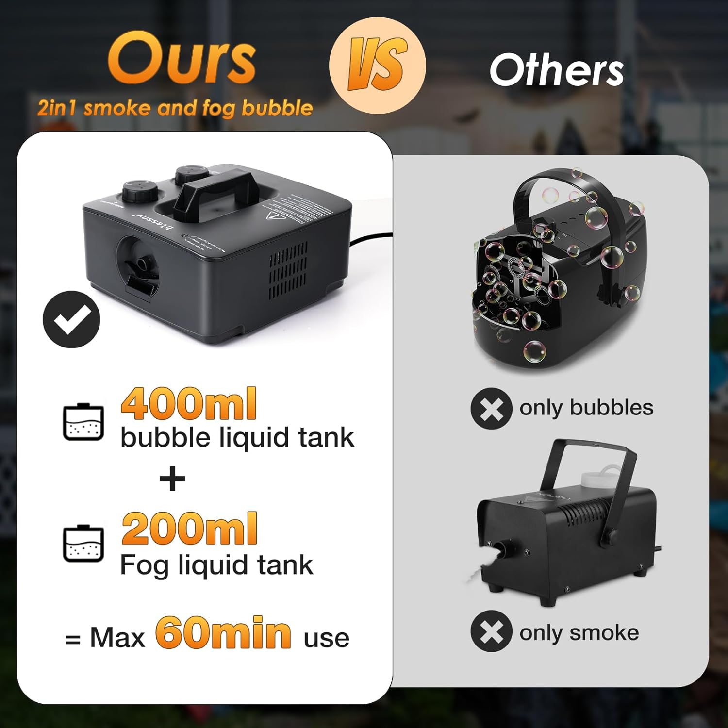 Fog Bubble Machine, 2 in 1 Professional Smoke Bubble Maker for Stage Party Halloween Christmas Wedding Birthday, 8000+Fog Filled Bubble Per Minute, 250W (Black) - Image 4