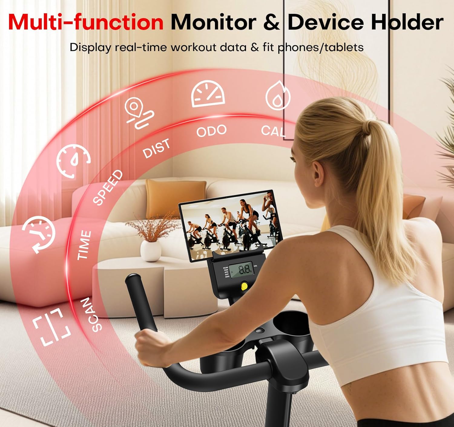 Exercise Bike, CHAOKE Quiet Magnetic Resistance 300LB Capacity Stationary Bike for Home with App Compatible, Indoor Bike with Comfortable Seat and Digital Display - Image 7