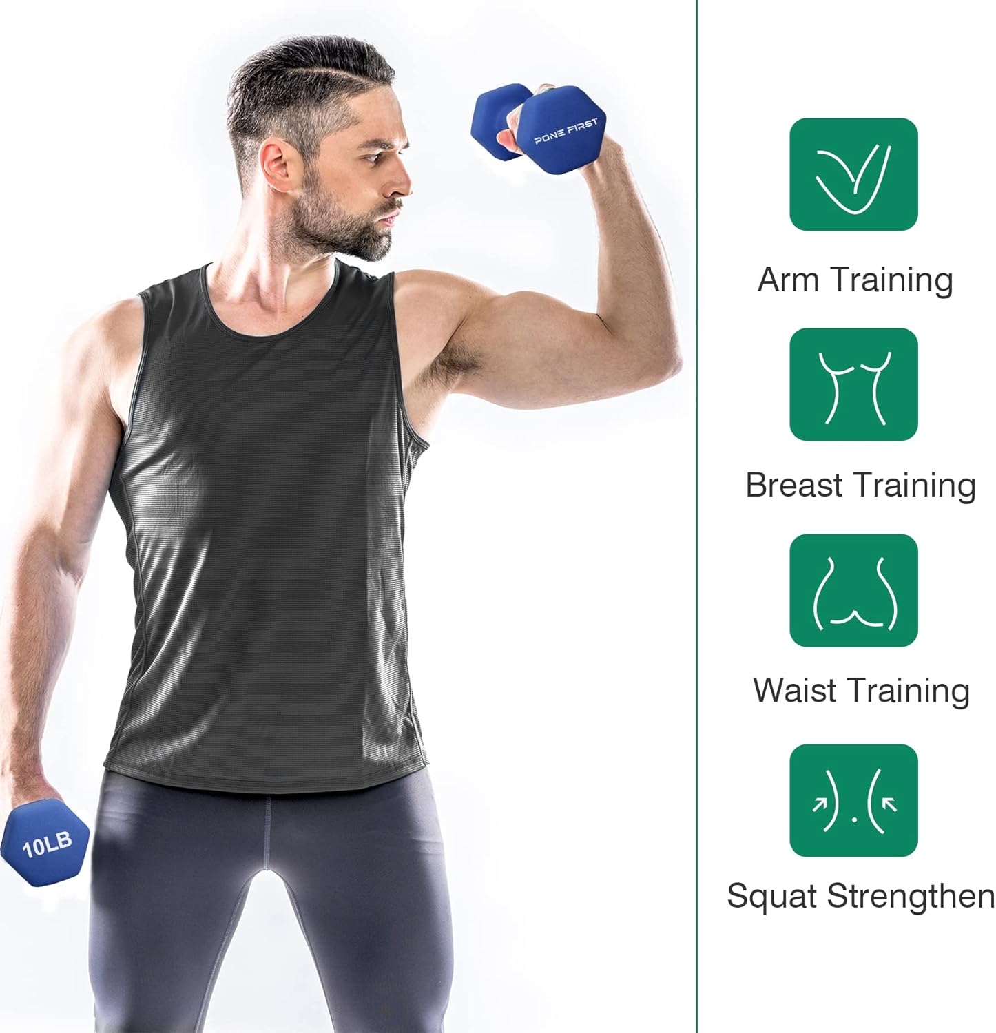 Dumbbell Hand Weight Pairs – Neoprene Dumbbell Exercise & Fitness For Home Gym Equipment and Adjustable Dumbbell Sets–Non-Slip, Color Coded Hex Shaped Free Weights For Women,Men 2LB 3LB 5LB 8LB 10LB Pounds - Image 6