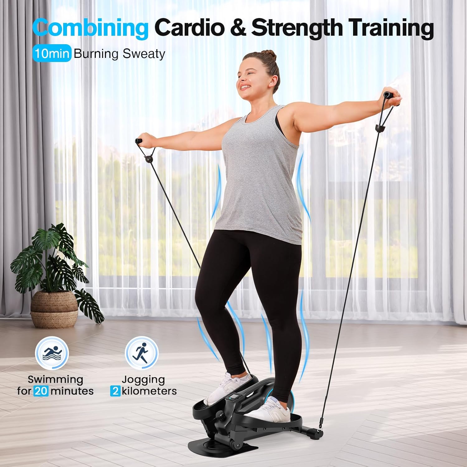 Under Desk Elliptical, Manual Elliptical Exercise Machine, Quite Foot Pedal Exerciser, Mini Elliptical Machines for Home Use, Compact Foot &Leg Pedal Exerciser, Exerciser for Seniors, Max Load 300LBS - Image 5
