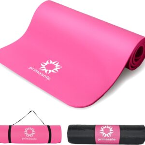 1/2-Inch Extra Thick NBR Yoga Mat with Enhanced Stability – Textured Design, Lightweight Mat with Carrying Strap & Case for Yoga, Pilates, Gym & Home Use (Multiple Colors)